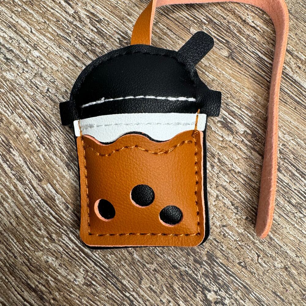 Brown Sugar Boba Tea Bag Charm NEW Cute Purse Charm Coffee Caramel Boba Lover - Picture 6 of 8